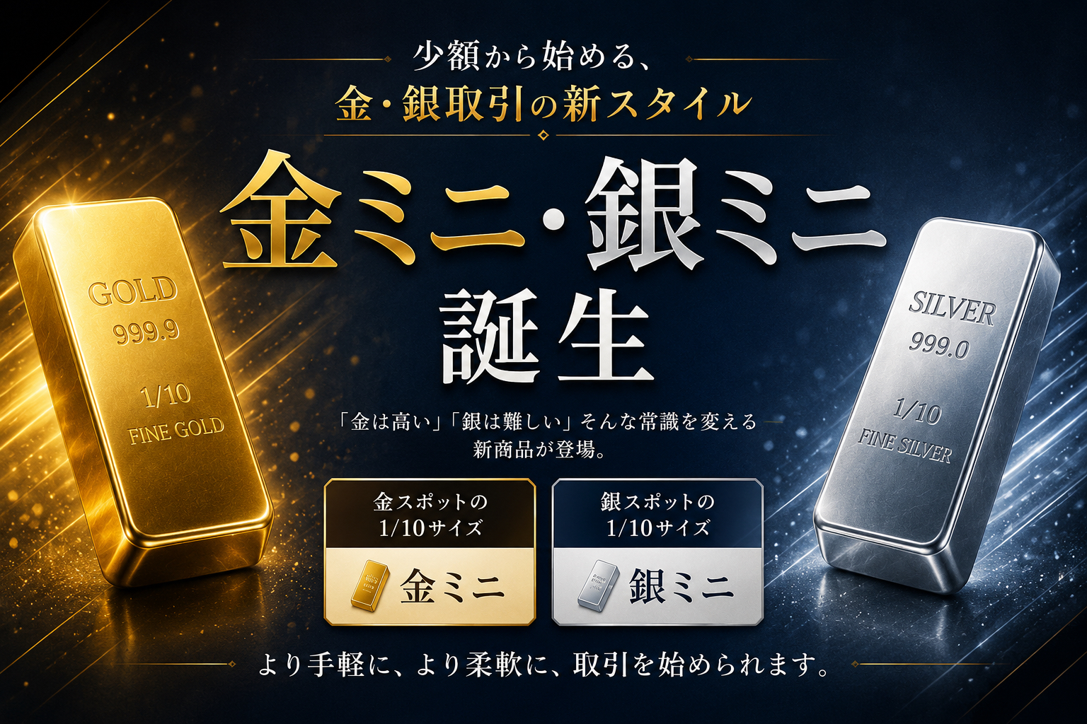 少額から始める、金・銀取引の新スタイル 金ミニ・銀ミニ 誕生
