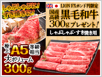 LION FXポンド円限定 国産高級黒毛和牛300gプレゼント!