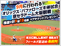 オリックス・バファローズ主催試合観戦ペアチケットプレゼント!