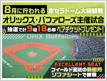 オリックス・バファローズ主催試合観戦ペアチケットプレゼント!