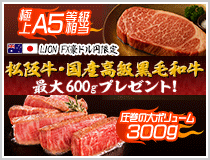 LION FX豪ドル円限定 松阪牛・国産高級黒毛和牛最大600gプレゼント!